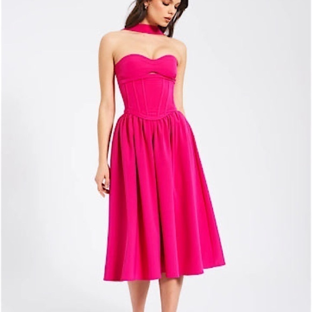 NWT Miss circle pink strapless corset circle dress